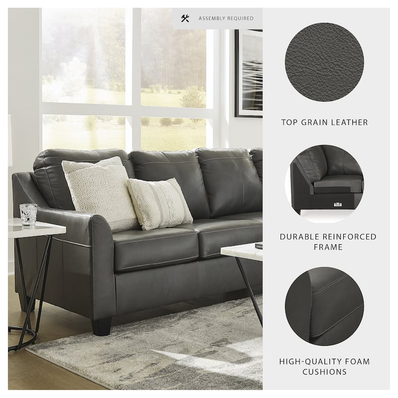 Signature Design by Ashley Valderno Black 2-Piece Sectional with Chaise - 112"W x 87"D x 39"H