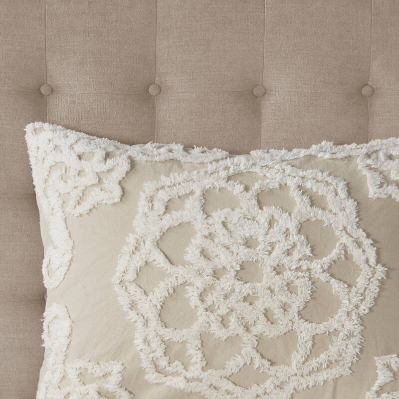 Madison Park Virginia Cotton Chenille Medallion Fringe Coverlet Set