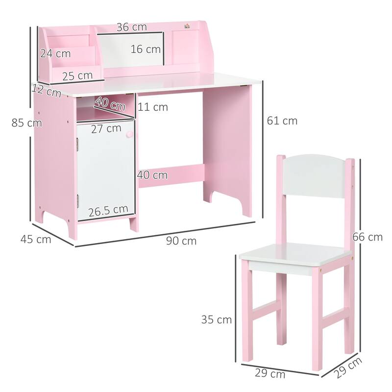 Kids Writing Desk with Whiteboard, Storage Cabinet, and Posture-Friendly Chair, Ideal for Arts, Crafts, and Homework
