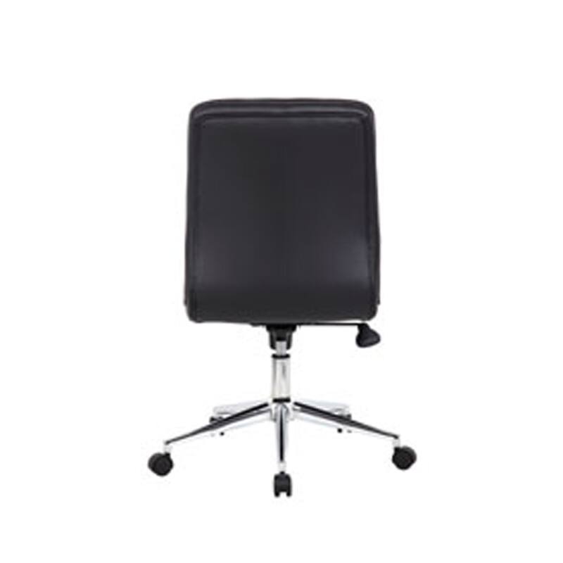 Sela Swivel Office Chair, Tufted Black Seat & Back, Chrome Base