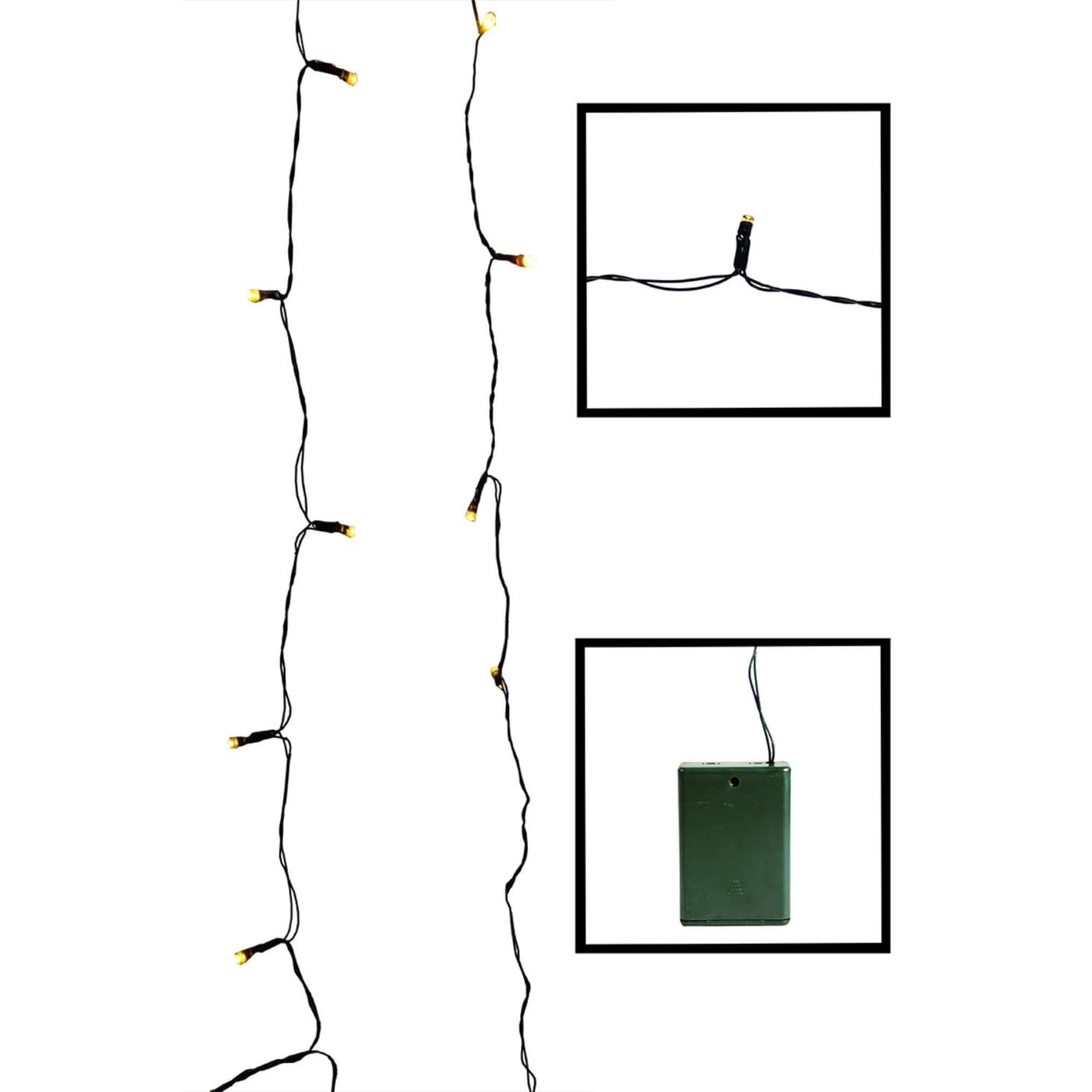 Set Of 20 Gold Battery Operated Led Christmas Lights 8 Green Wire N A