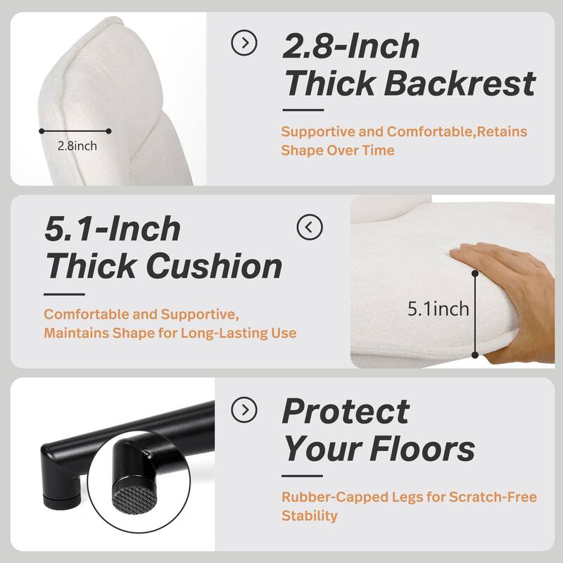 Homy Casa Modern Upholstered Task Chair with Adjustable Height and Swivel Base for Home Office and Study Room