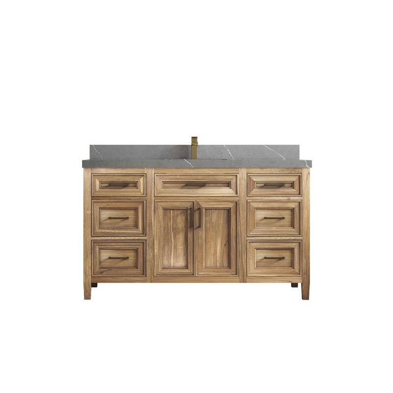 Willow Collections 60 in. W x 22 in. D Santa Monica Teak Single Sink Bathroom Vanity with Countertop