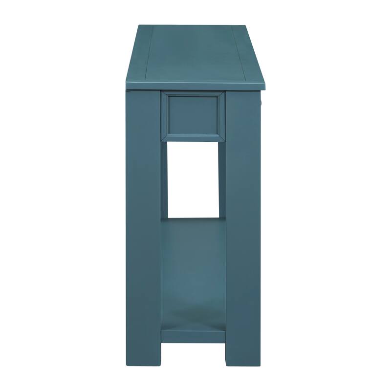 Rustic Wood Console Table Entry Hallway Table, 63" Rectangular Sofa Side Table with 4 Storage Drawers and Bottom Shelf