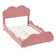 preview thumbnail 7 of 7, Dark Pink Velvet Upholstered Platform Bed with Cloud Shape