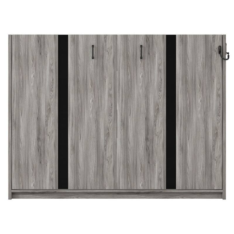 Twin Size Storage Murphy Bed with 2-Tier Shelf, 3 Drawers and LED Light, Full Size Folding Bed Frame Optional