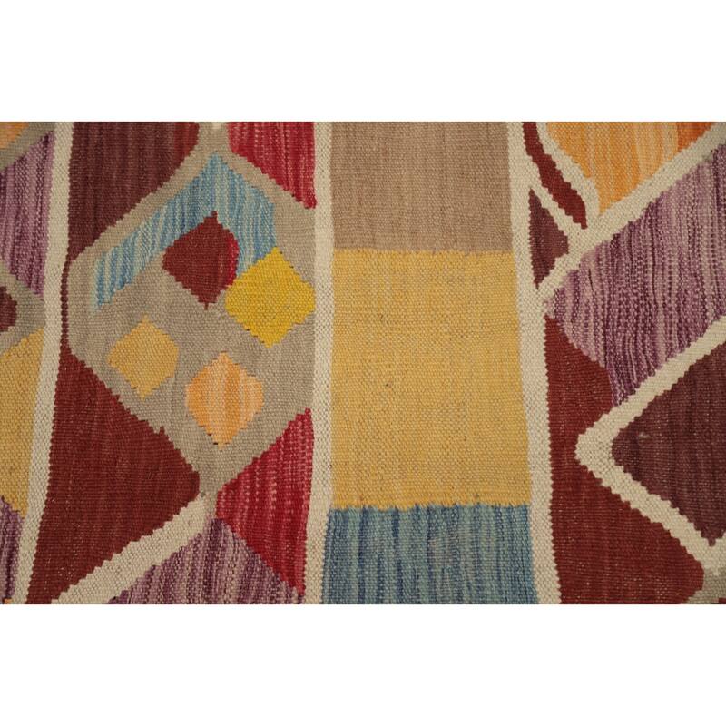 Hand Woven Oriental 100% Wool Carpet Southwestern Tribal Multi-Colored Kilim Area Rug - 9' 1'' X 5' 11''