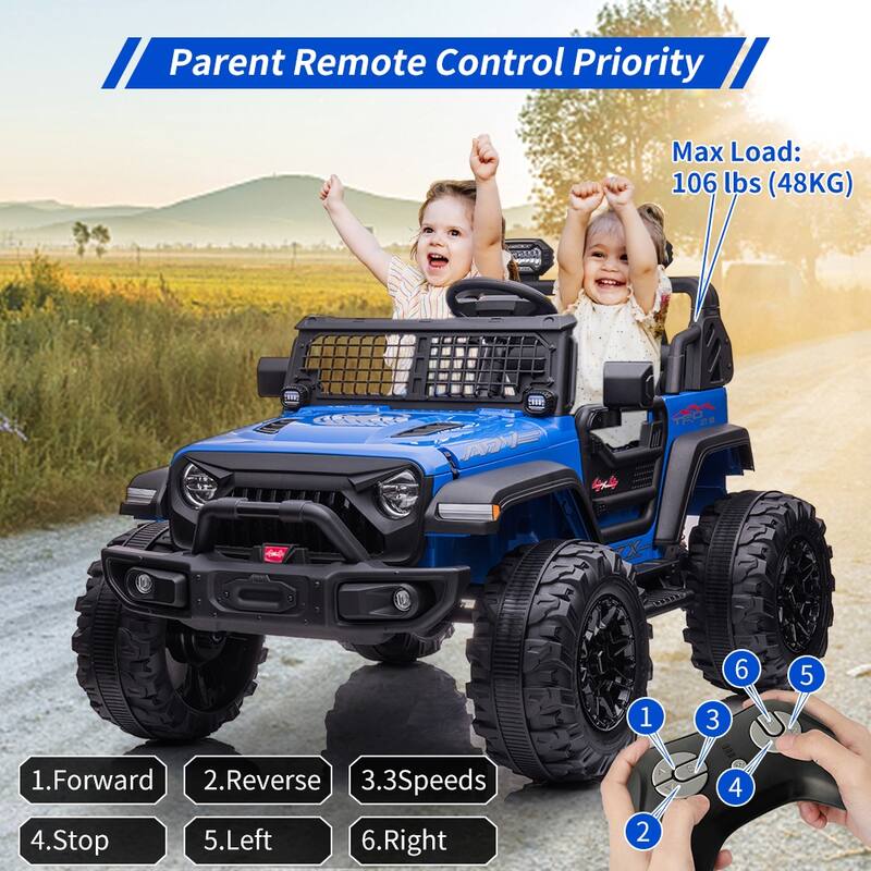 2 Seaters 20" Large Seat 24V Kids Ride On Car with Remote Control