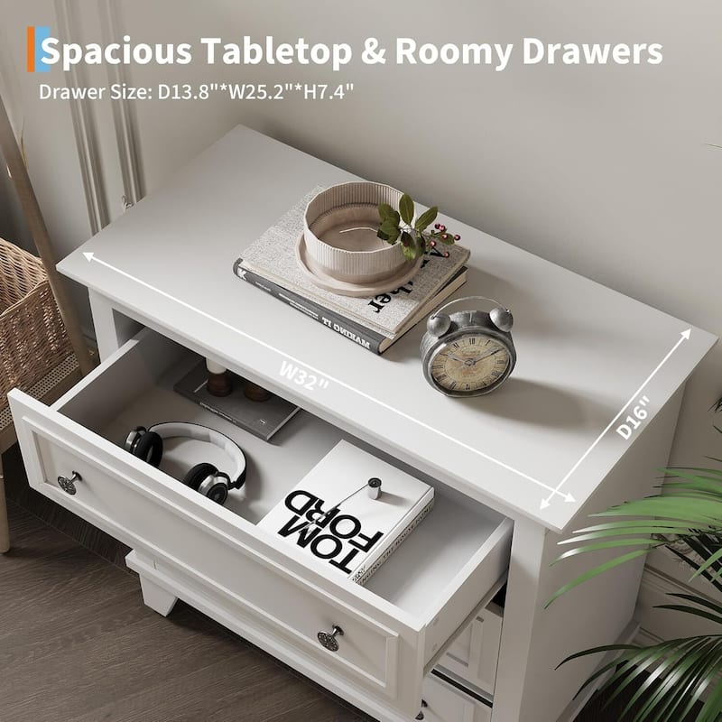 3 Drawer Dresser, Wooden Storage Chest of Drawers for Bedroom, Living Room, Hallway