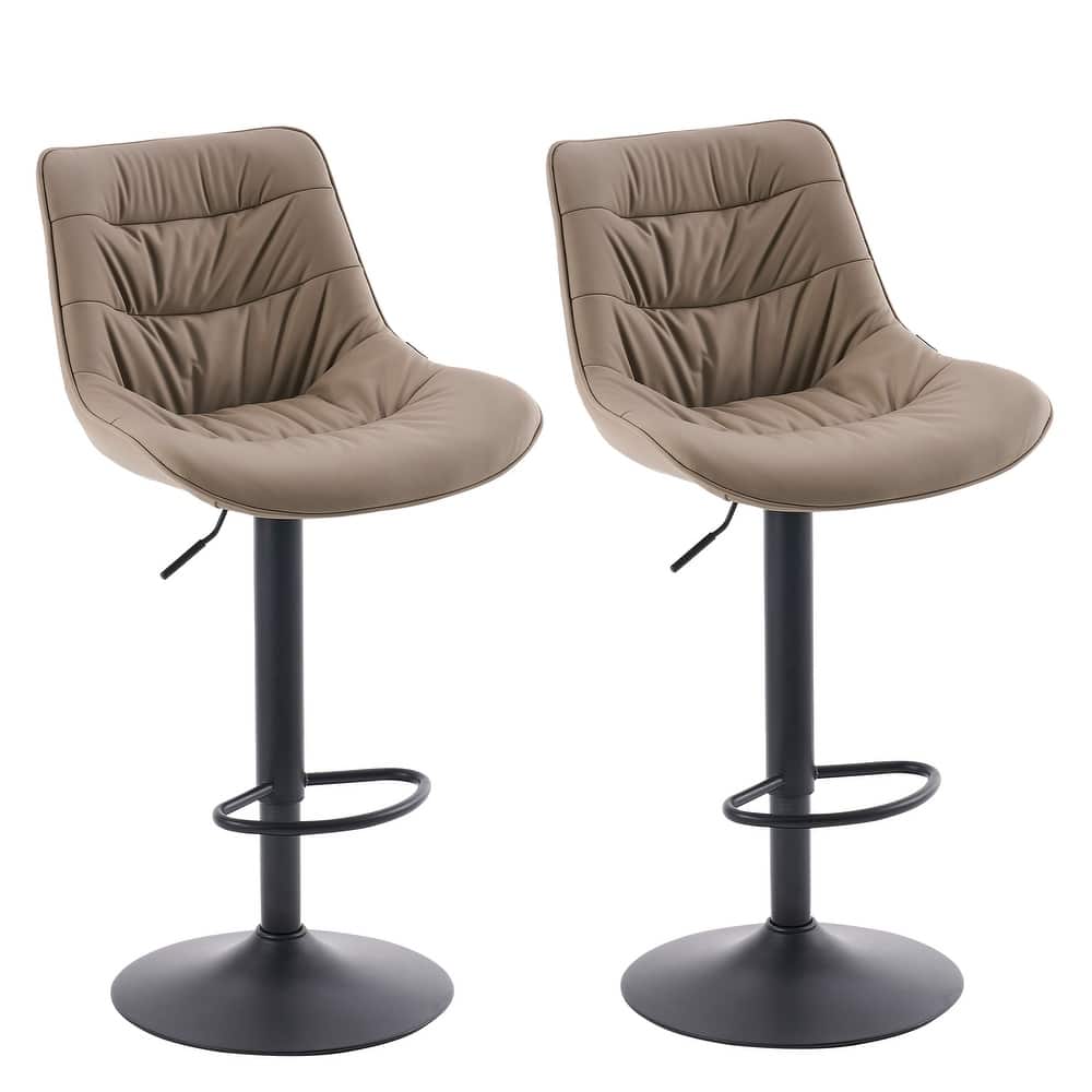 Adjustable Bar Stools Set of 2 Faux Leather Swivel Bar Chairs