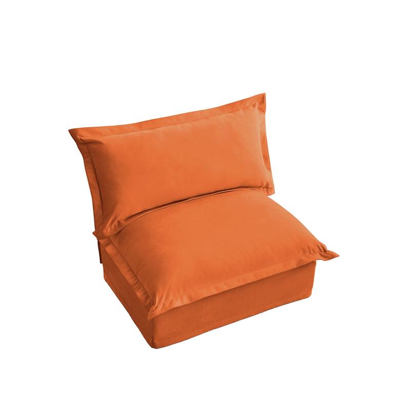 Armless Orange Sofa in Chenille Material