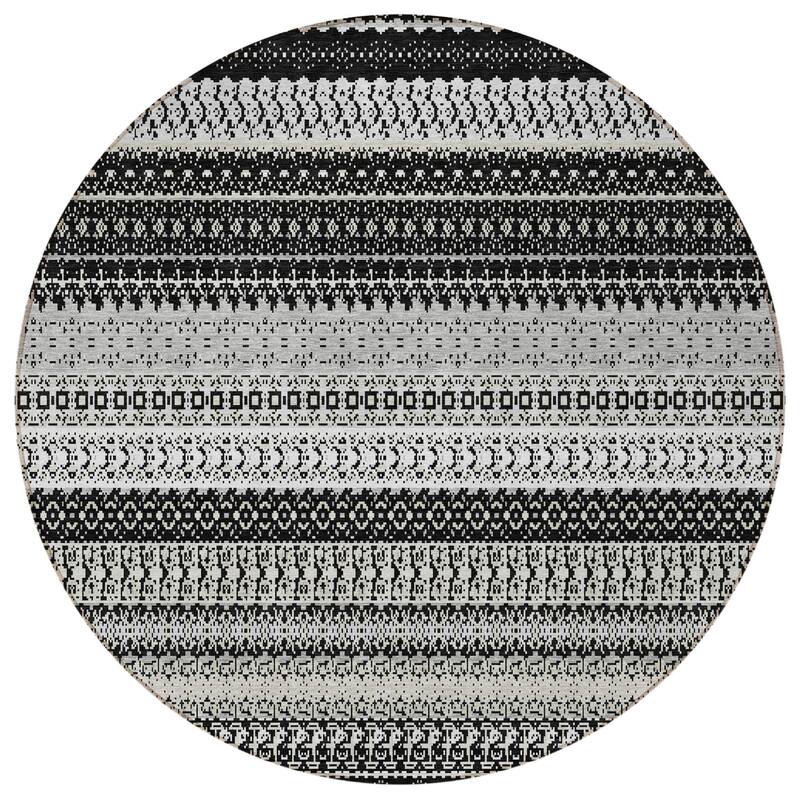 HomeRoots Striped Transitional Rectangle Outdoor Rug