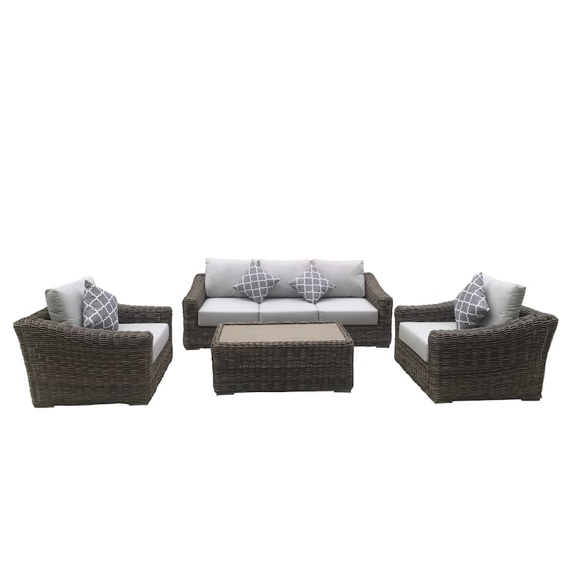 Teva Furniture Monterey Patio Sofa Set with Cushion - Brown/Beige