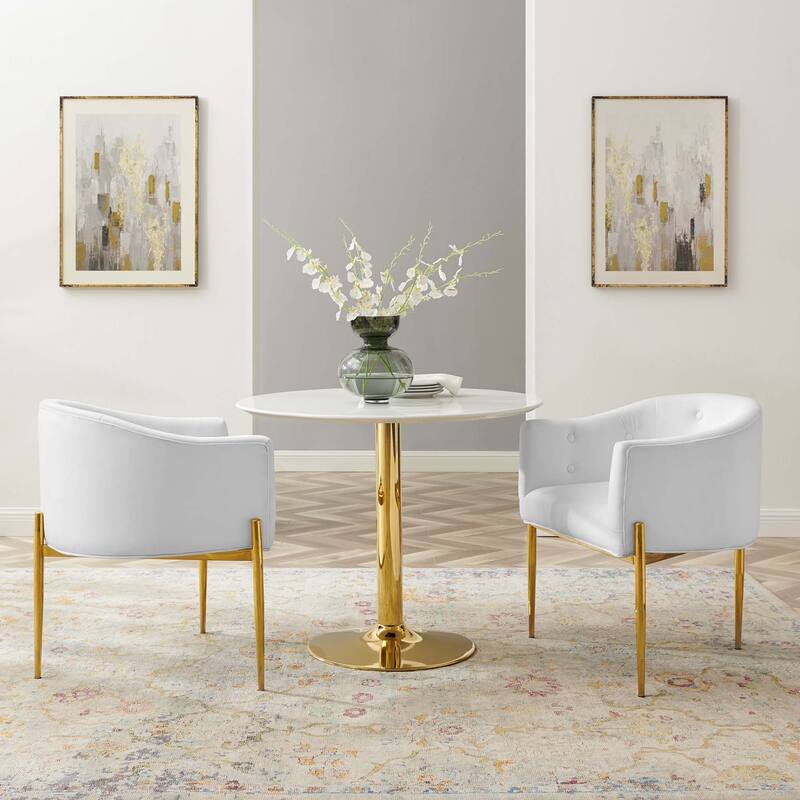 Savour Tufted Performance Velvet Accent Chairs - Set of 2 - White