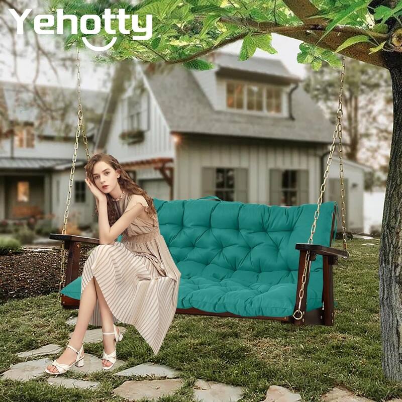 Swing Replacement Cushion, Outdoor Bench Cushions with Backrest Thicken 4", Patio Furniture Garden Porch Loveseat Glider Pad