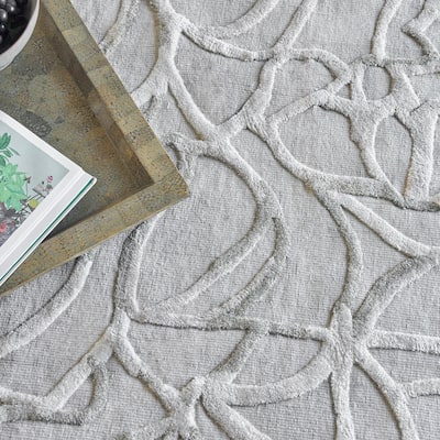 EXQUISITE RUGS Goudy Hand-loomed Wool/Bamboo Silk Ivory/Beige Area Rug.