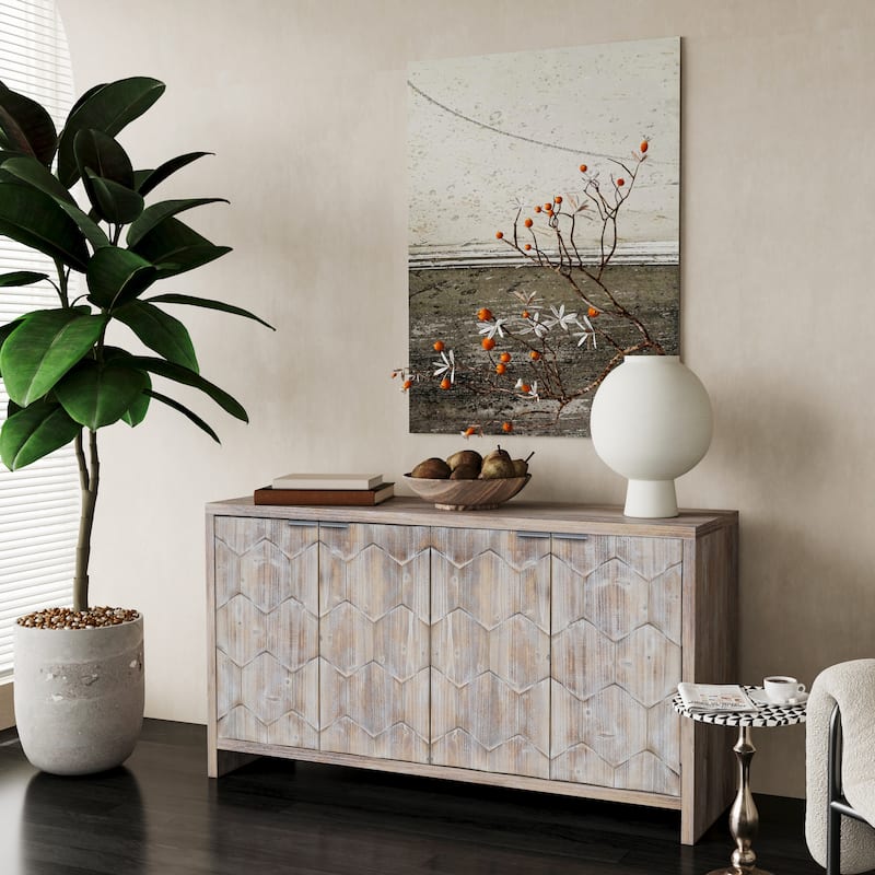 Wood Storage Cabinet with Adjustable Shelves for Living Room or Entryway Organization