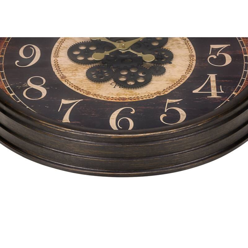 24" Round Gear Mechanism Wall Clock