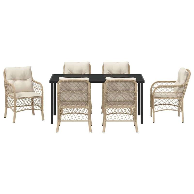 vidaXL Garden Dining Set with Cushion Poly Rattan