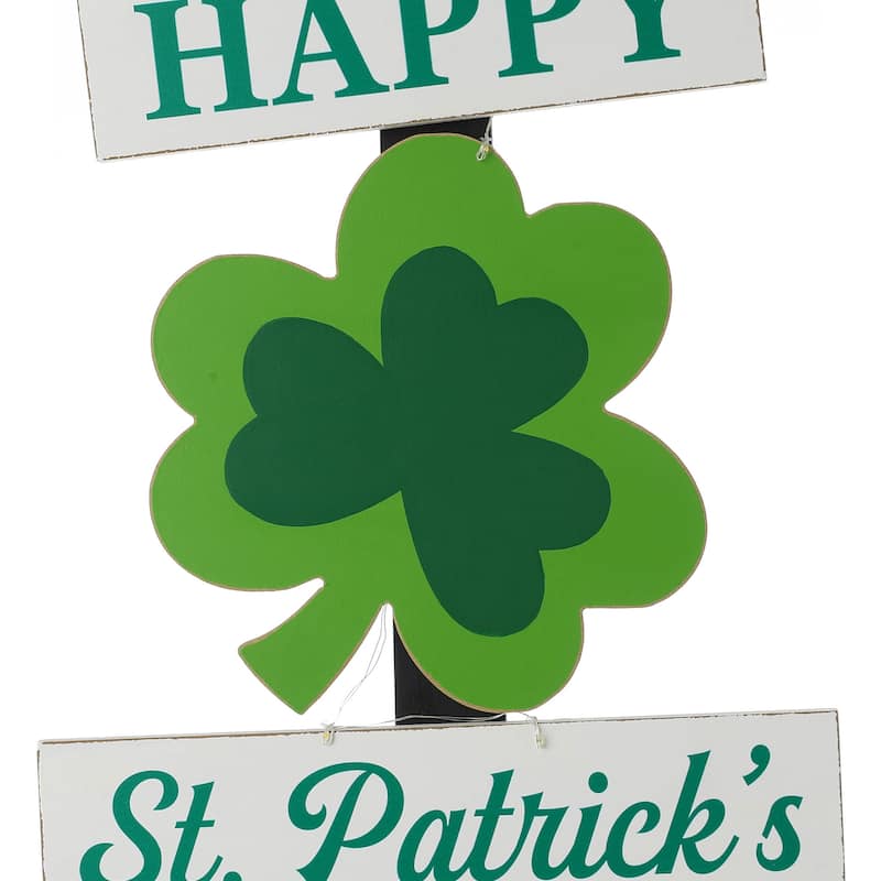 Glitzhome 42"H Lighted St. Patrick's Wooden Shamrocks Porch Decor with Timer