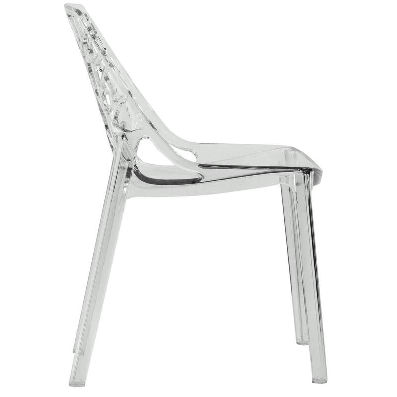 Stackable Dining Chair in Polypropylene (Set of 4) Modern Cut-out Design Backrest Accent Side Chair