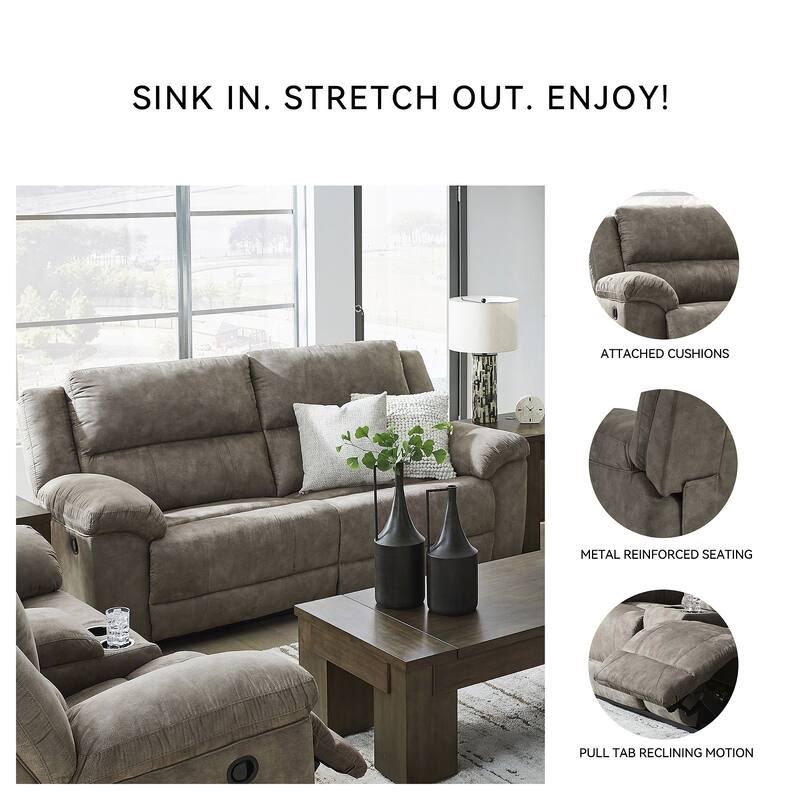 Signature Design by Ashley Laresview Gray Reclining Sofa - 92" W x 42" D x 43" H