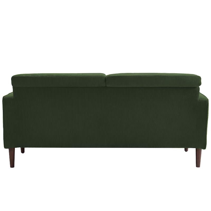 Modern Corduroy Upholstered 2 Seater Sofa with Bolster Pillows
