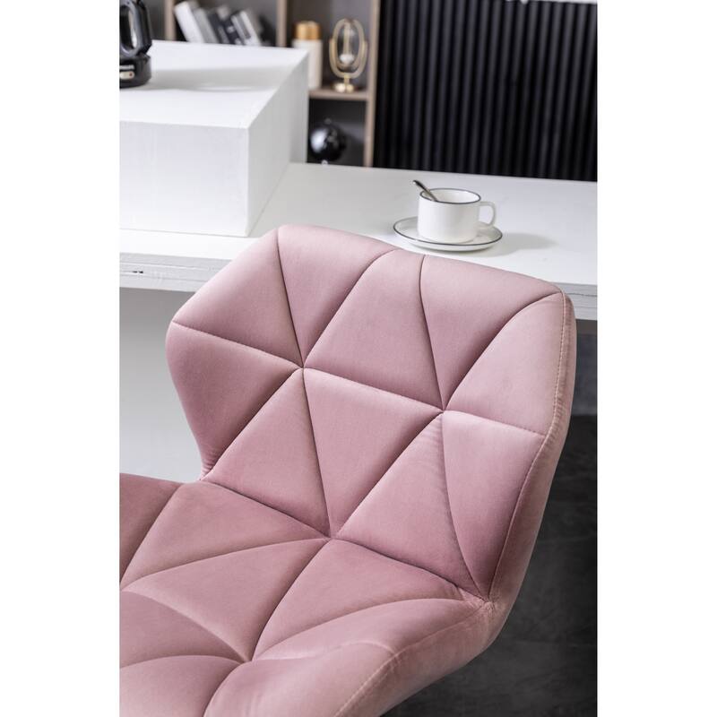 Roundhill Furniture Breni Velvet Diamond Tufted Swivel Adjustable Height Barstool, Set of 2