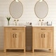 preview thumbnail 18 of 37, Natural Oak Bathroom Vanity with Ceramic Sink Solid Wood MDF Storage Cabinet for Bathroom 24/30/48/60 inches