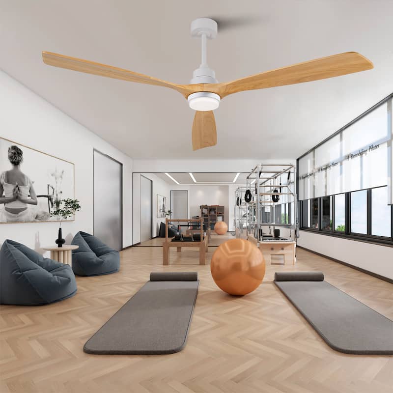 72 Inch Modern Ceiling Fan With 3 Color Dimmable 3 Solide Wood Blades Remote Control Reversible DC Motor With LED Light