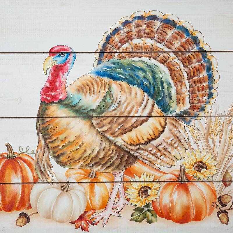 Glitzhome Set of 2 Thanksgiving Wooden Turkey Serving Tray