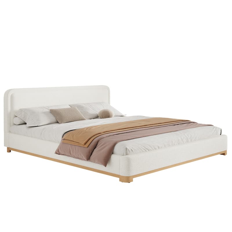 Christopher Knight Home - Lysander Boucle Upholstered Bed with Curved Headboard