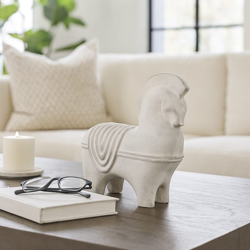 Sophisticated Horse Figurine Decorative Sculpture - 11.5", Ivory - 11.5"