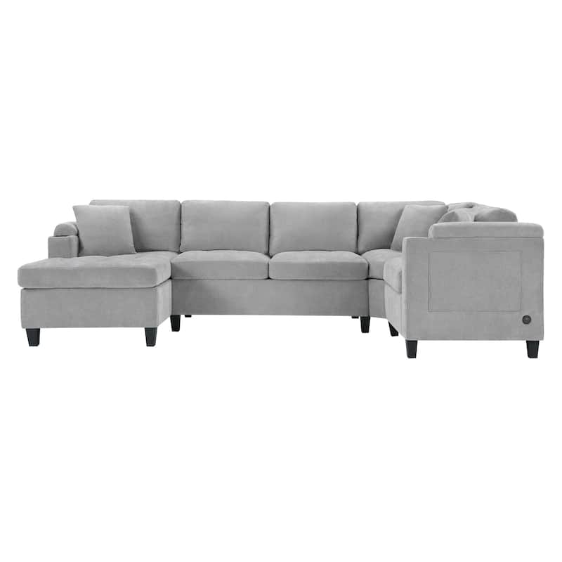 Roomfitters 115.7-Inch Modern U-Shaped Oversized Sectional Sofa, Corner Living Room Couch with Built-In Cup Holders