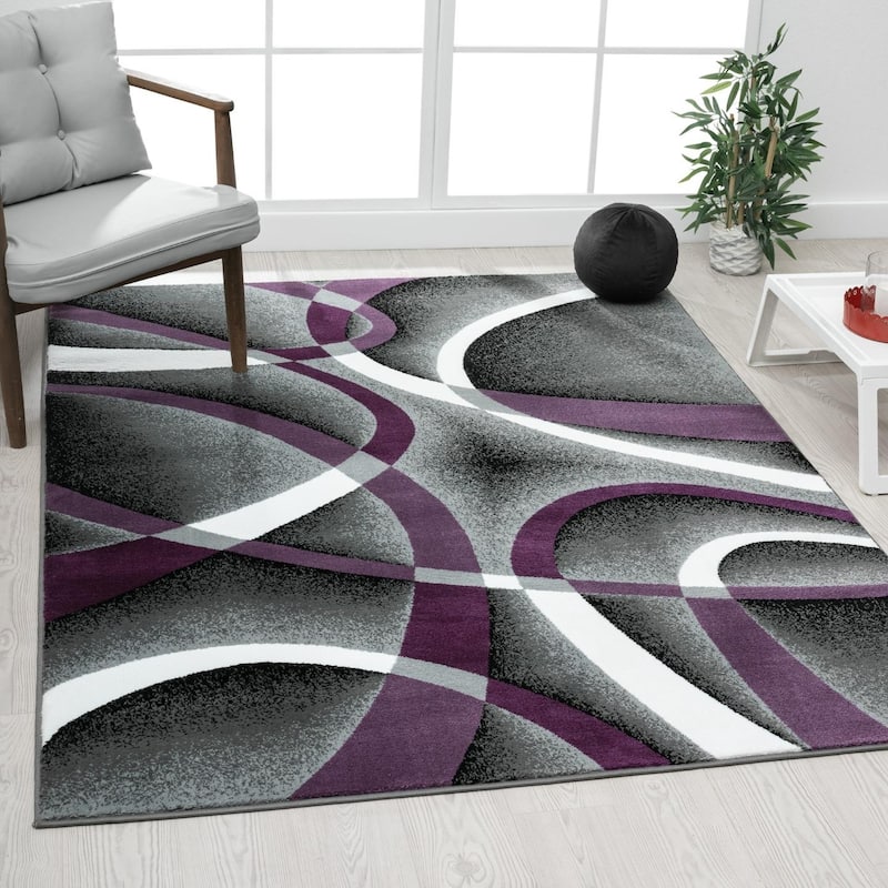 Luxe Weavers Modern Area Rug - 2' x 7' - Purple