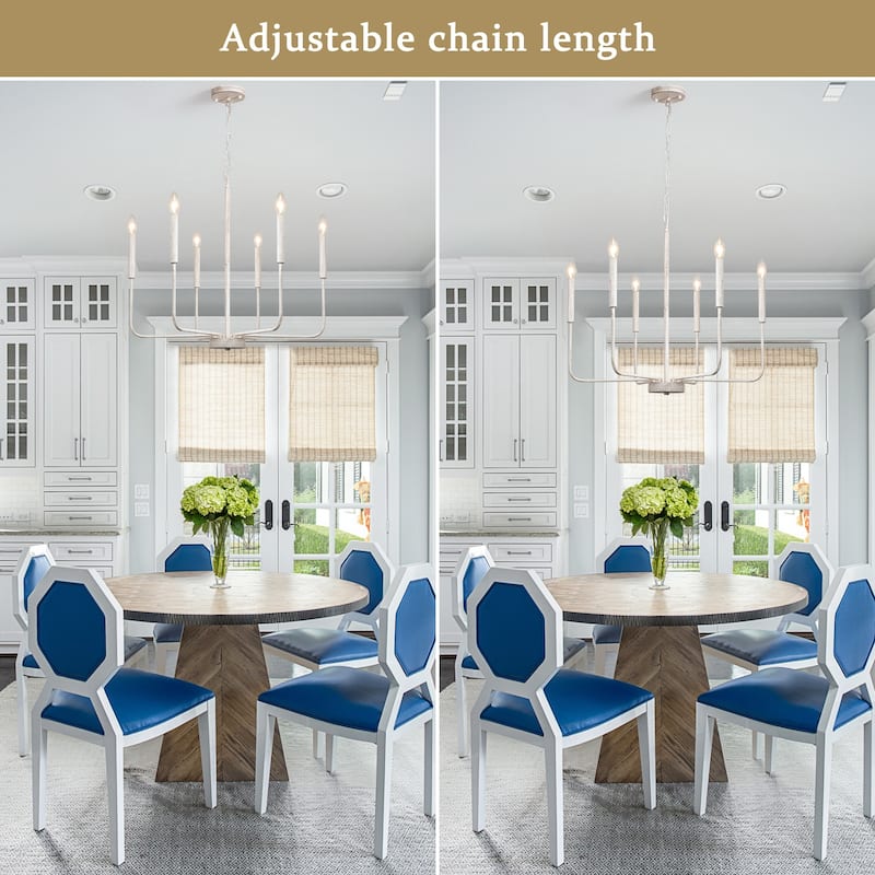 6-Light W26.18" x H66.92" Candle Chandelier for Living Room Kitchen Island