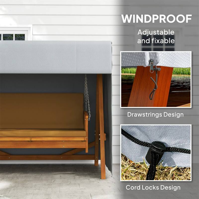 Dark Grey UV Resistant Oxford Cloth Patio Swing Chair Cover Large Outdoor Hammock Protector - 80.75"L x 48.75"W x 64.5"H