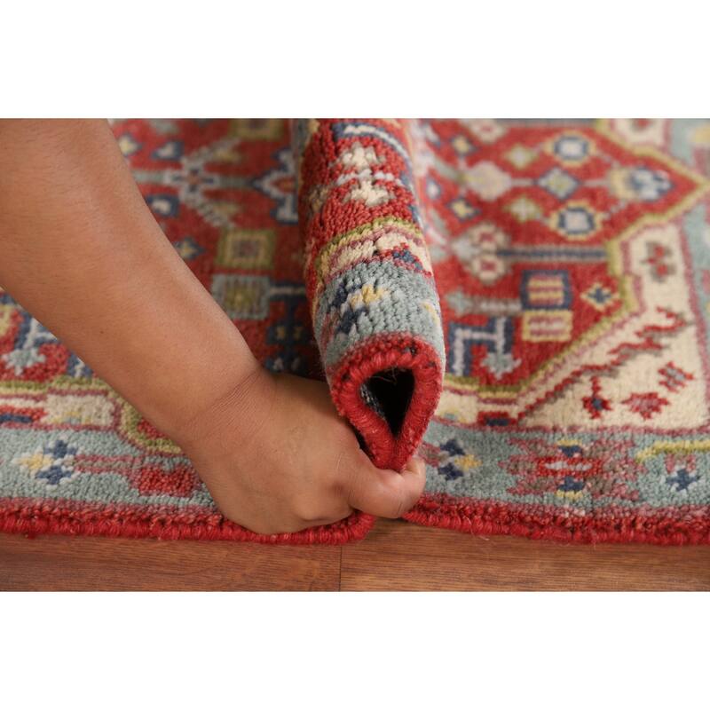 Geometric Kazak Foyer Rug Hand-Knotted Oriental Wool Carpet - 2'0" x 3'0"