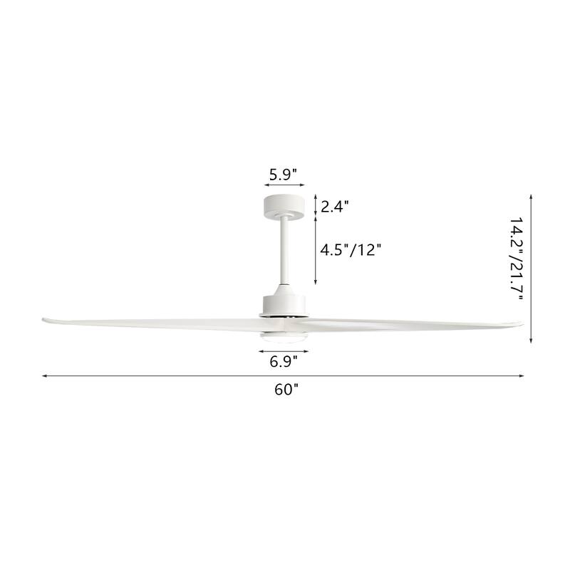 WINGBO 60 Inch DC Ceiling Fan with Lights and Remote Control, 3 Reversible Carved Wood Blades, 6-Speed Noiseless DC Motor