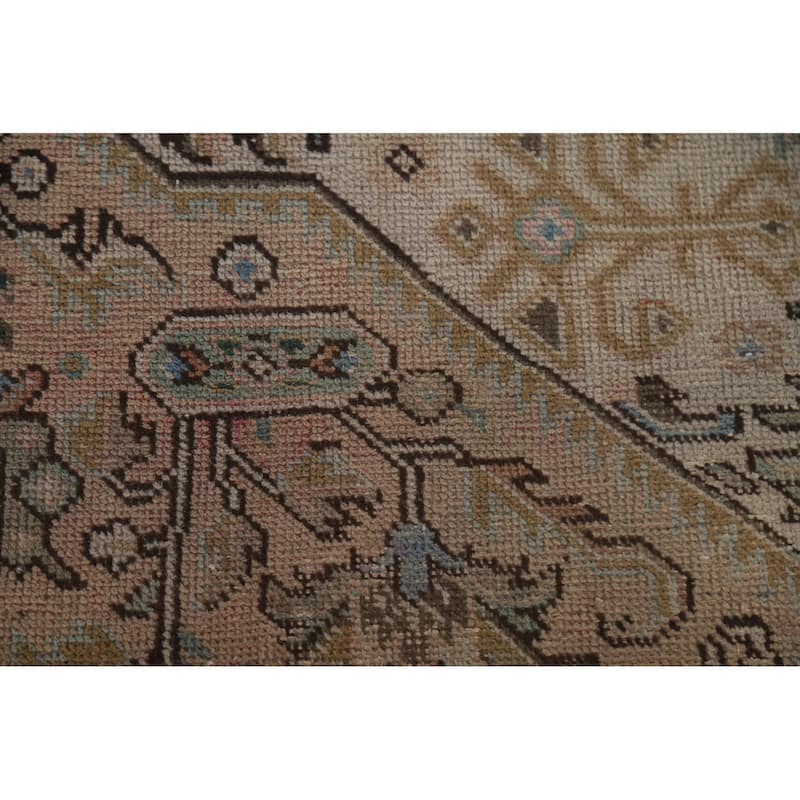 Hand Knotted Oriental 100% Wool Carpet Traditional Medallion Pink Tabriz Area Rug - 9' 8'' X 6' 5''