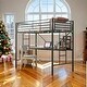 preview thumbnail 1 of 14, Twin Metal Loft Bed with Desk with Power Outlets Black