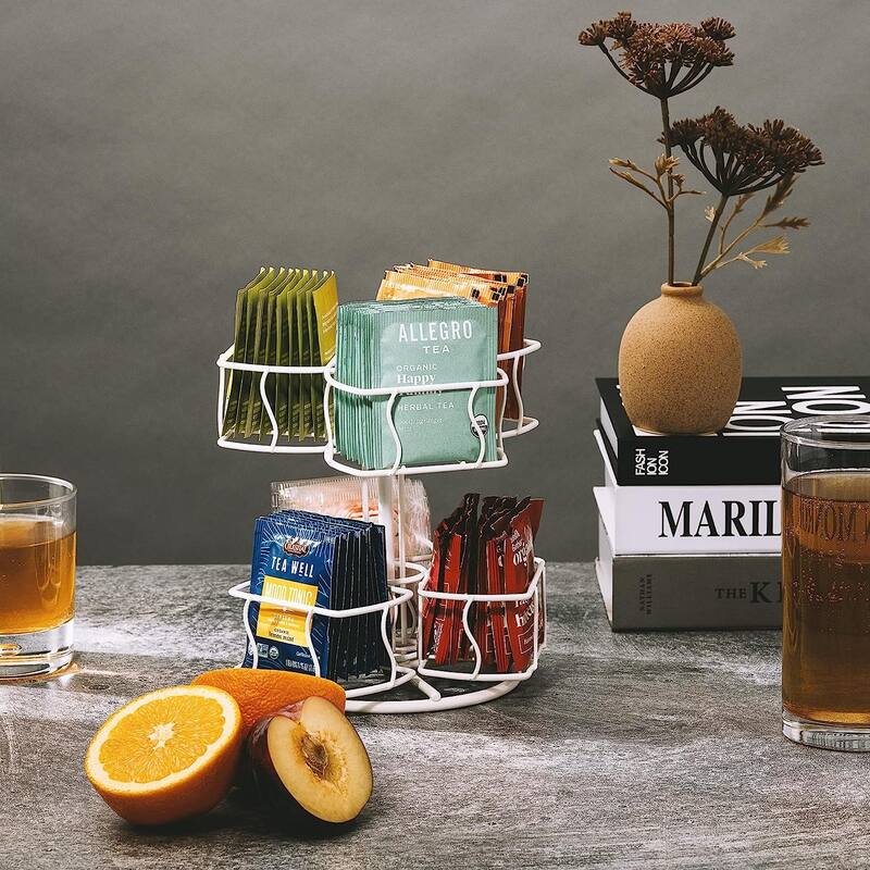 Sorbus Spinning Carousel, 2 Tier Revolving Lazy Susan, Tea Caddy Organizer for Countertop