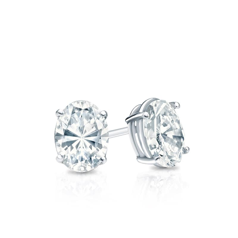 Auriya 14k Gold Lab Grown Diamond Oval Stud Earrings 0.50 to 5.00 ct. tw. Screw-Back (F-G, VS)