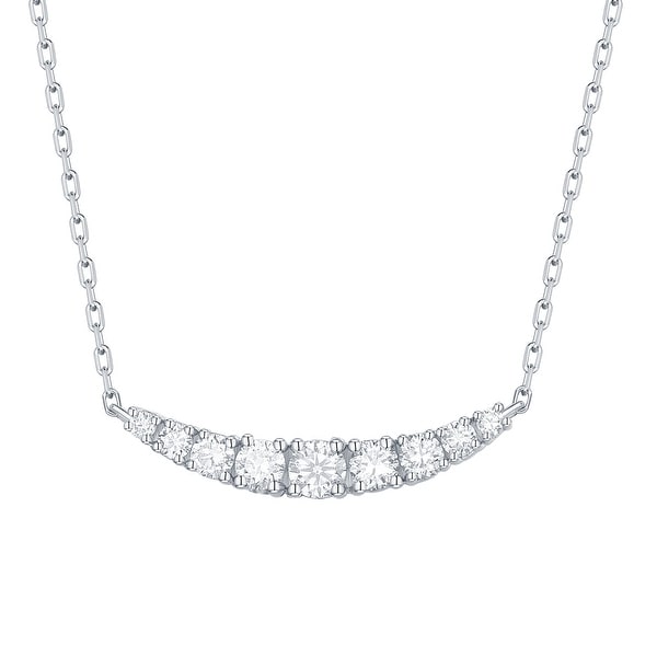 Smiling Rocks 0.33Ct G-H/VS1 Lab Grown Diamond Row Curved Bar Necklace