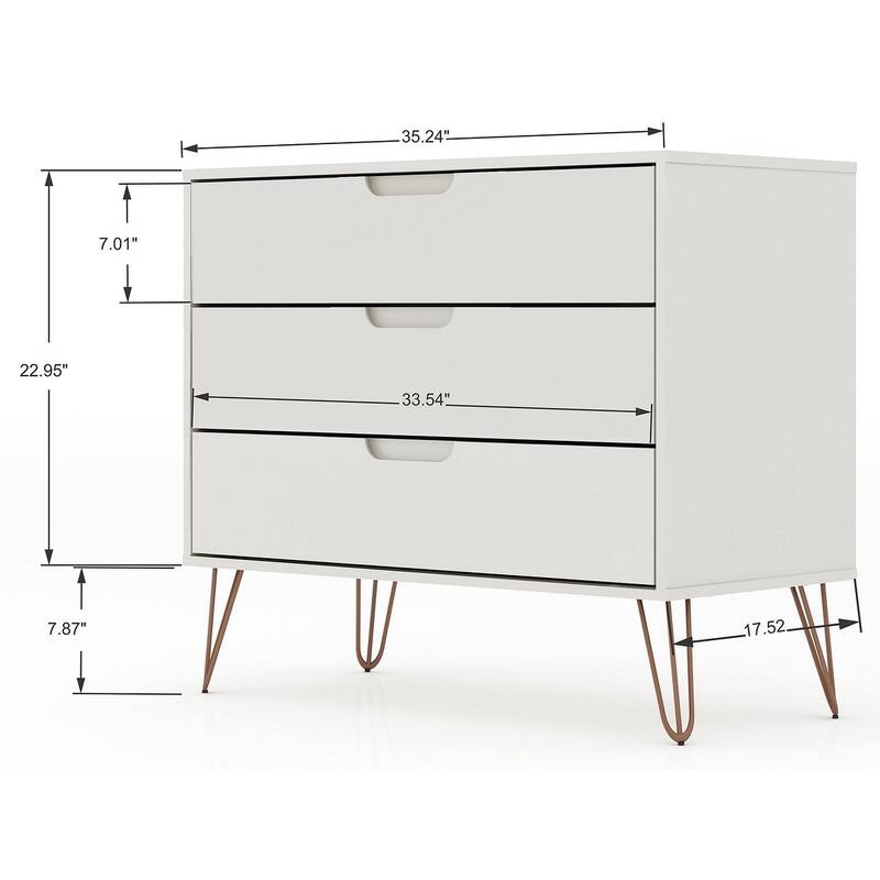 Manhattan Comfort Rockefeller 3-Drawer Dresser (Set of 2)