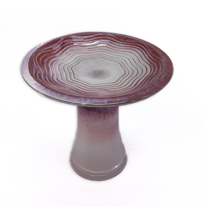 Blush Pink & White Ceramic Birdbath Set of 2 - 18 Inch Weather-Resistant Garden Decor
