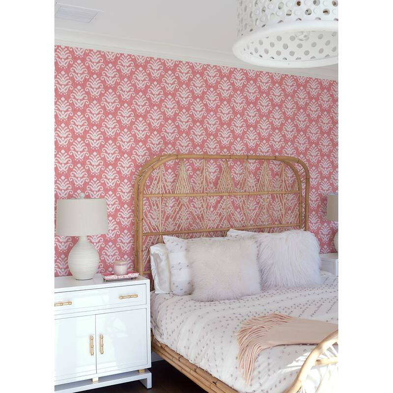 A-Street Prints Keaton Coral Medallion Wallpaper