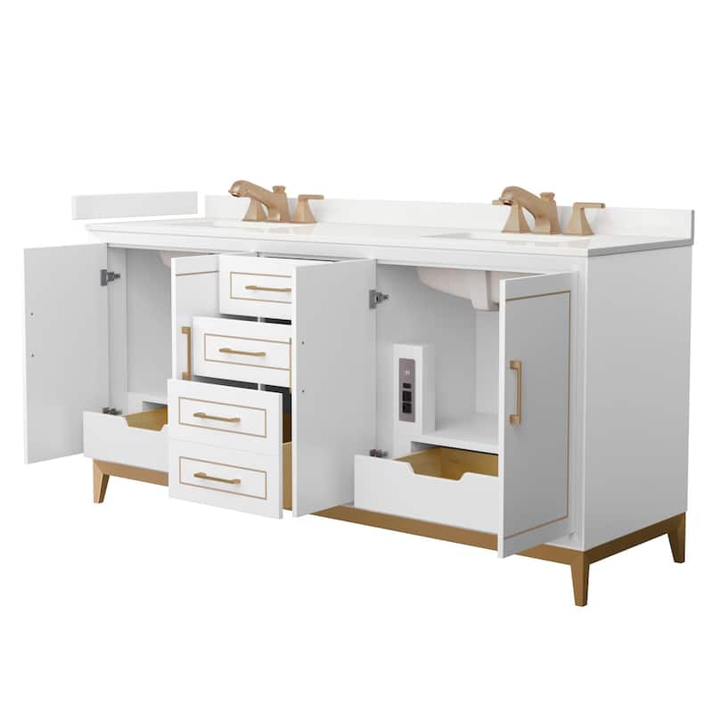 Wyndham Collection WCH515172D-QTZ-US3MXX Marlena 72" Free Standing
