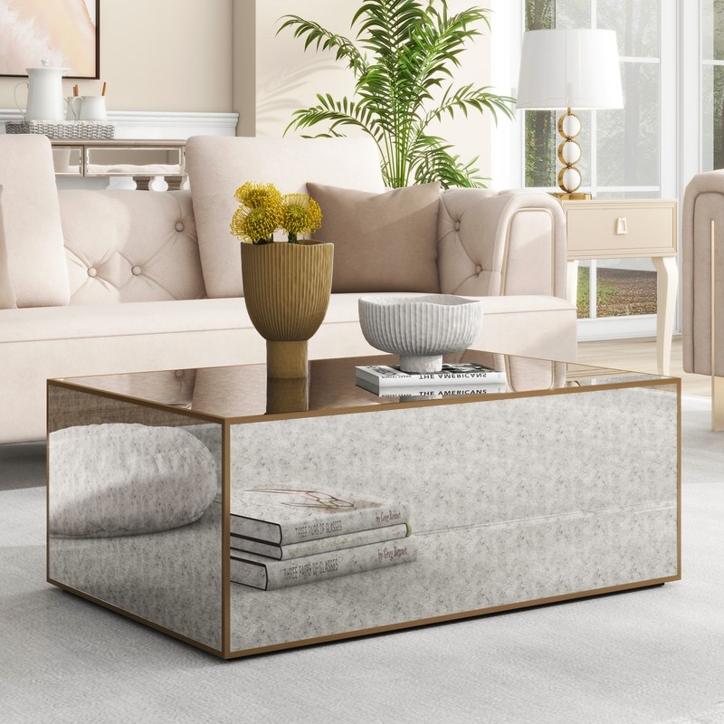 Modern Rectangular Coffee Table - Overstock - 41399856
