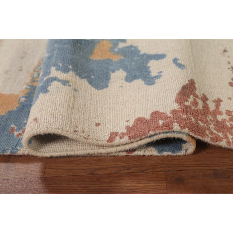 Nature Print Abstract Modern Area Rug Handmade Oriental Wool Carpet - 5'3"x 7'7"